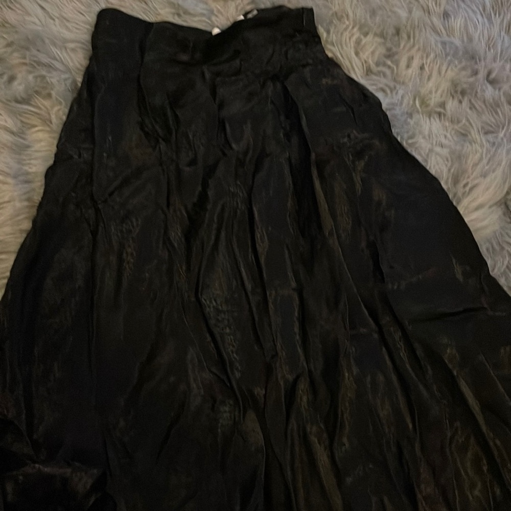 Black midi satin Styled skirt